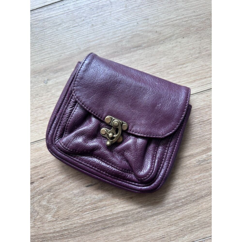 Leather Designs Purple Leather Convertible Belt Bag Crossbody Purse Vintage Y2K